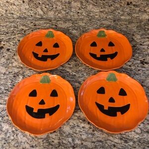 Temp-Tations Halloween Jack O Lantern 8” Dessert Salad Plate Set